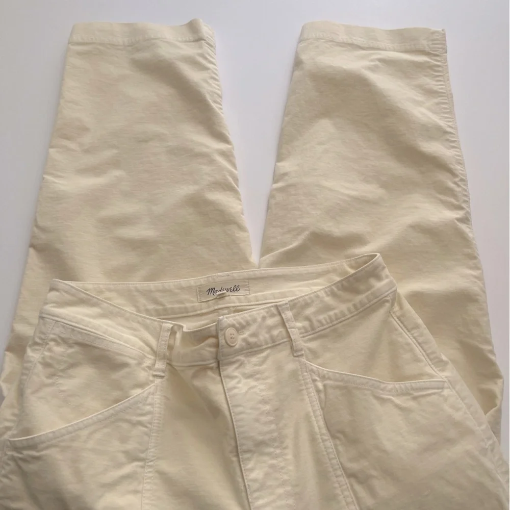 Madewell High Rise Seamed Tapered Pants Straight Leg Comfy  Neutral Cream 10 - Picture 9 of 15